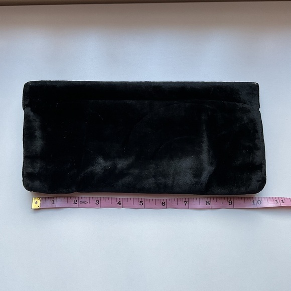 Vintage 1950s Bobbie Jerome Black Velvet Clutch Purse Satin Mid-Century - Picture 8 of 9
